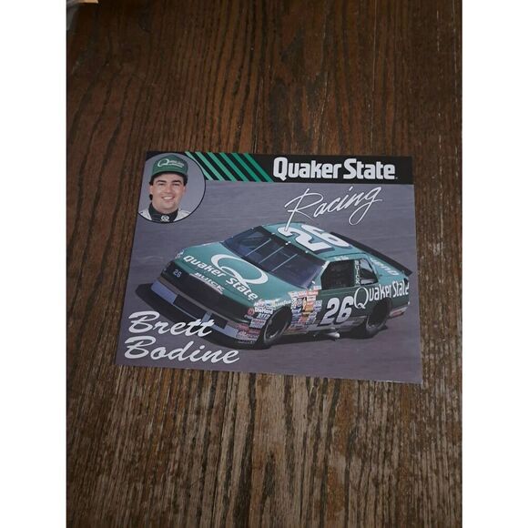VTG 1990 Brett Bodine Quaker State Racing Driver Card NASCAR King Racing Buick - Picture 1 of 3